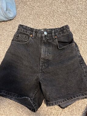 Zara Black Washed Denim Shorts